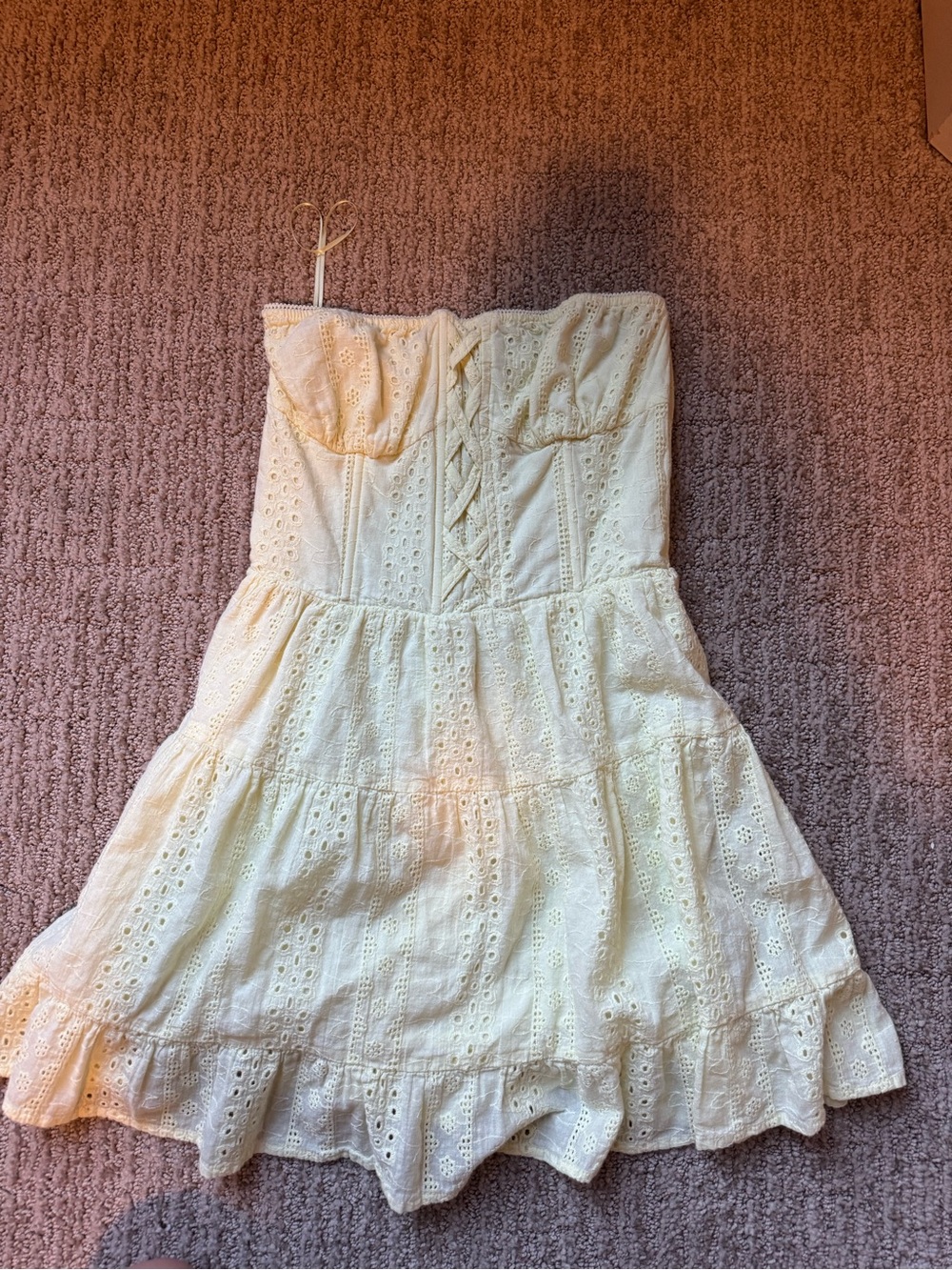 Edikted Cream Eyelet Tiered Sundress